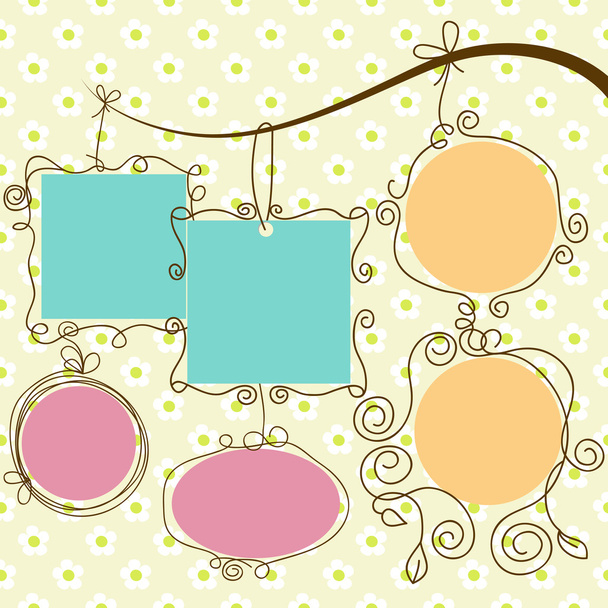 Cute frames hanging, retro style - Vector, Image
