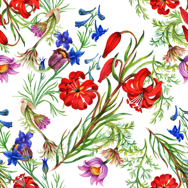 Meadow flowers pattern - Foto, afbeelding