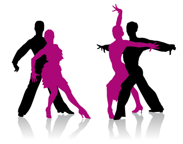 Ballroom dancers silhouettes - Vector, Image
