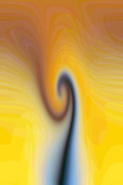 Abstract textured yellow background and fantasy blue swirl, psychedelic pattern with beautiful flowing lines. Dynamic natural forms. gradient, vertical  - Foto, afbeelding