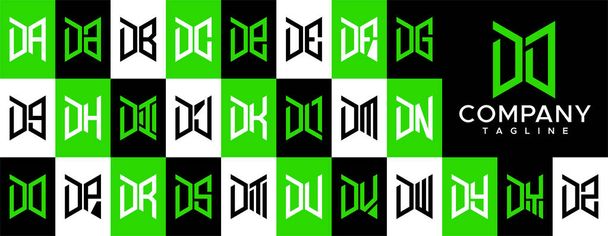 Modern soyut DD D harfi logo tasarımı. Basit D logo vektör şablonu seti. - Vektör, Görsel
