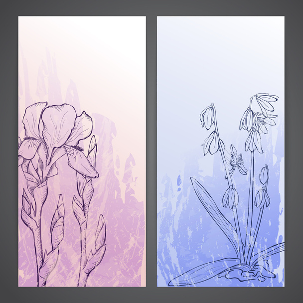Couches avec des fleurs - scilla et iris
 - Vecteur, image