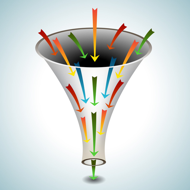 Merging Arrows Funnel Icon - Vector, imagen