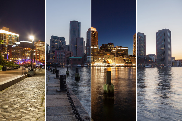 Montaje día a noche del skyline de Boston - Massachusetts - USA - Unit
 - Foto, imagen