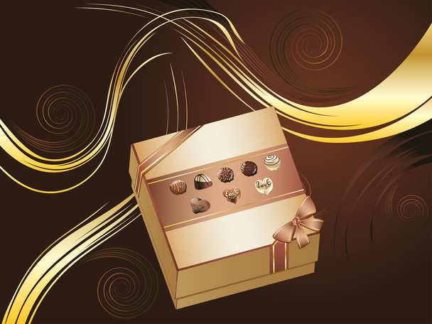 Fondo marrón con caja de chocolate
 - Vector, imagen
