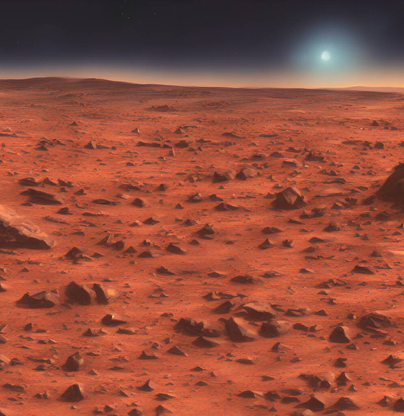 Surface de la planète Mars. Le soleil en arrière-plan - Photo, image
