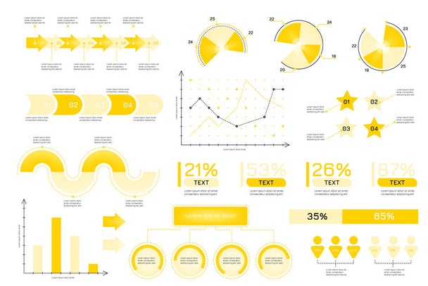 Infographic Elements. Abstract data visualization, marketing charts and graphs. - Vektör, Görsel