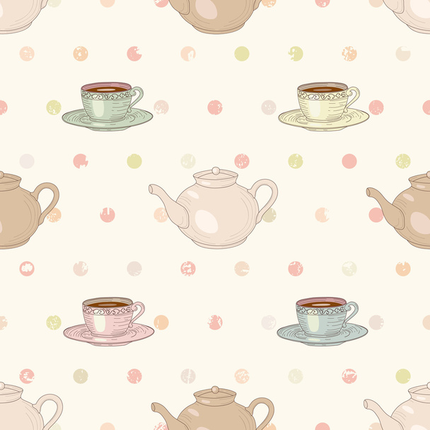 Tea party seamless pattern - Vector, Image
