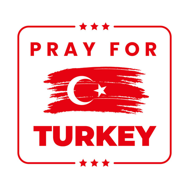 Lasst uns für die Türkei beten Vektor Illustration einer Landkarte der Türkei mit dem Text. Karte der Türkei in der Farbe der Nationalflagge mit Rissen. Erdbeben in der Türkei. Vektorillustration - Vektor, Bild