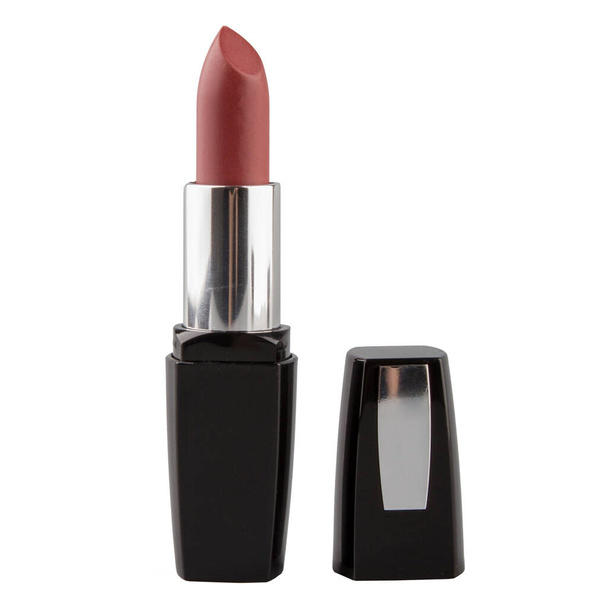 Open lipstick in a black case on a white background - Photo, Image