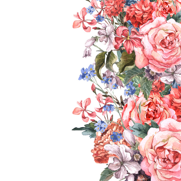 Powitanie karta kwiatowy bukiet z róż - Zdjęcie, obraz