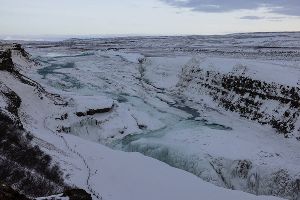 Gulfoss is a large waterfall on Iceland's Golden Circle. - Fotografie, Obrázek
