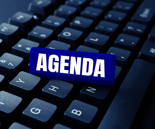 Conceptual display Agenda, Business approach To do list of items be discussed at formal important meeting - Photo, image