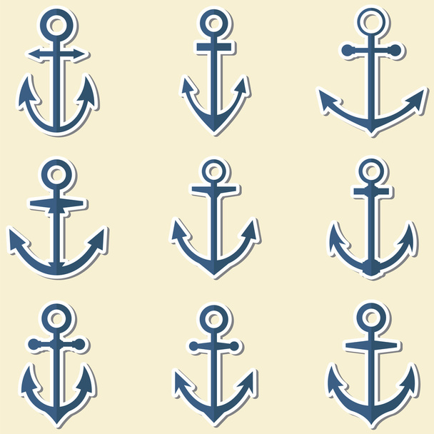 Anchors in blue colors. Anchor symbols or logo template - Вектор, зображення