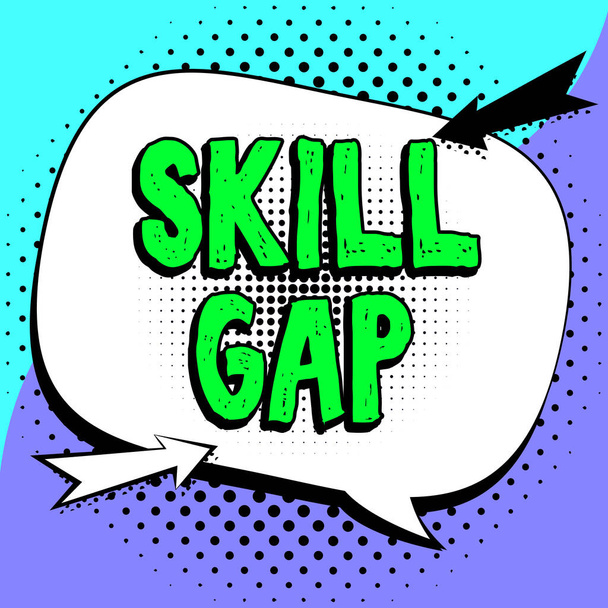 Bildunterschrift: Skill Gap, Business Schaufenster Verweis auf eine Person Schwäche oder Beschränkung des Wissens - Foto, Bild