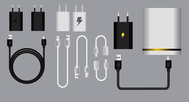 illustration of realistic charger smartphone isolated - Vektör, Görsel