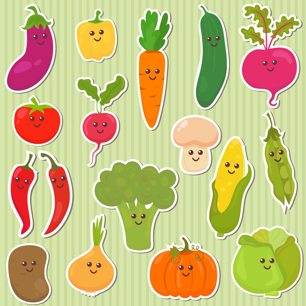Χαριτωμένο λαχανικά, υγιεινά τρόφιμα - Διάνυσμα, εικόνα