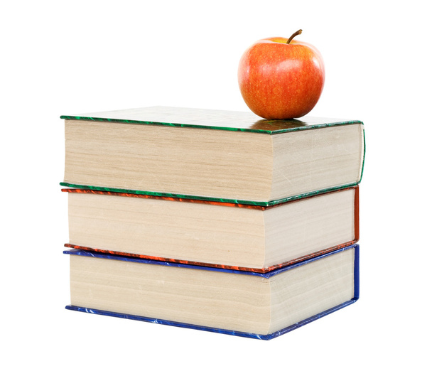 libros y manzana - Foto, imagen