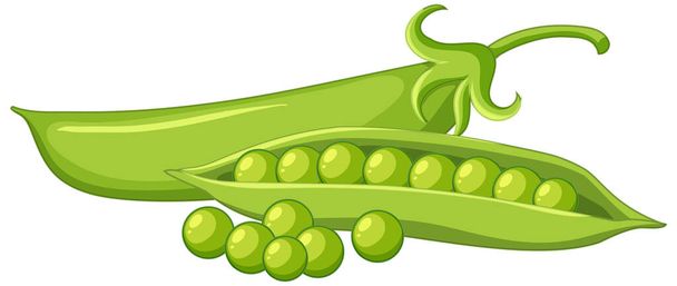 Ervilhas verdes em uma ilustração pod - Vetor, Imagem