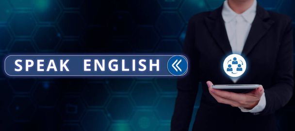 Wyświetlanie koncepcyjne Mów po angielsku, Pomysł na biznes Ucz się innego języka obcego Kursy słowne online - Zdjęcie, obraz