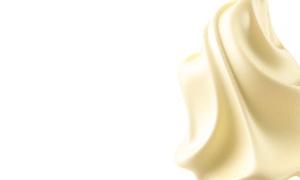 Spreading cheese, cream, milk, cream or yogurt.Flowing realistic liquid mayonnaise on transparent background. - Vector, Image