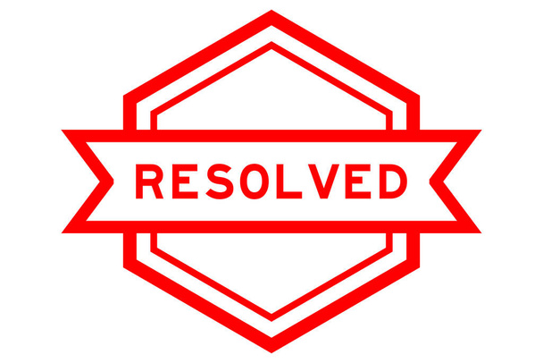 Banner de etiqueta de hexágono de color rojo vintage con palabra resuelta sobre fondo blanco - Vector, Imagen