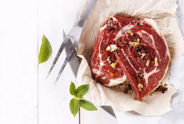 Red meat over white background - Photo, Image