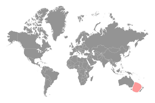 Tasman Sea maailmankartalla. Vektoriesimerkki. - Vektori, kuva