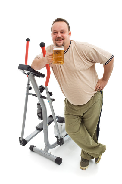 túlsúlyos ember, miután egy sörre munka után - Fotó, kép