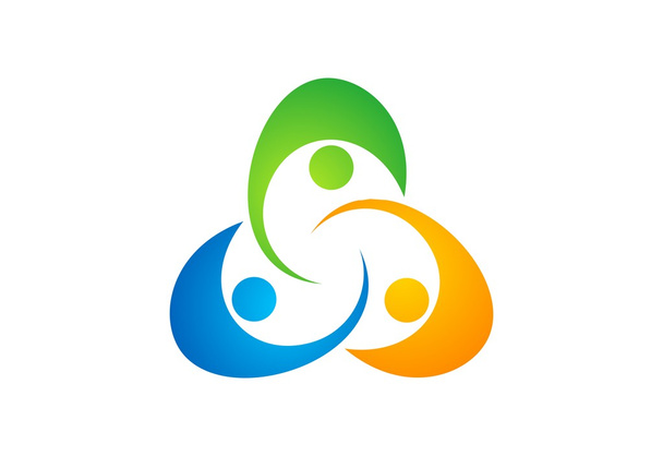 Tiimityöskentely Logo, kuvitustiimi, Sosiaalisen verkoston suunnitteluvektorin logotyyppi
 - Vektori, kuva