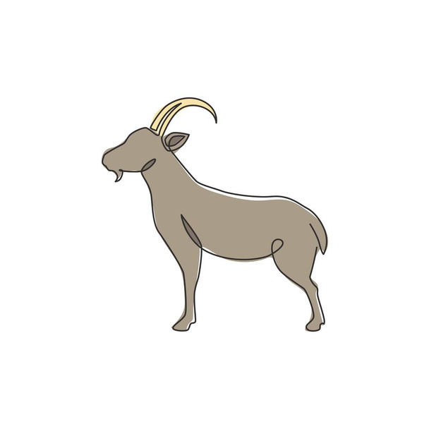 Jednoduchá kontinuální kresba silné tvrdé kozy pro identitu loga firmy. Lamb emblem maskot koncept pro ikonu ranč. Trendy jednořádková kresba vektorová grafická ilustrace - Vektor, obrázek