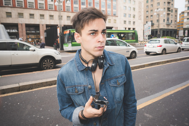 Young handsome man with headphones - Foto, Imagem