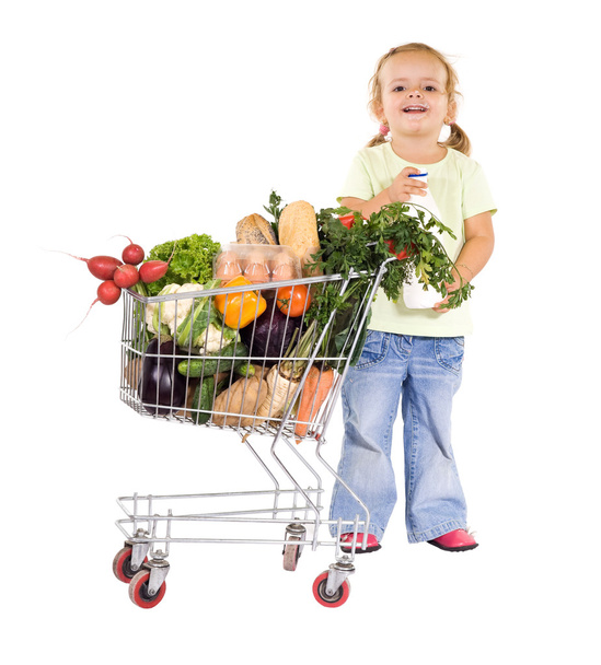 Little girl with groceries - Photo, Image