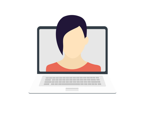 Personal Site, designing website, page interface on Laptop Screen. Businesswoman face avatar. Online identity management. Personal growth and development concept vector design and illustration. - Vector, Image