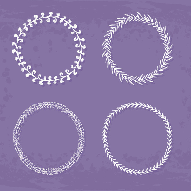 Round handdrawn wreaths - Vector, Image