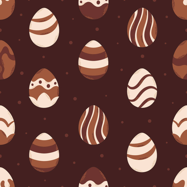 チョコレートの卵のシームレスなパターン。ハッピーイースター。イースターのお菓子。ベクターイラスト - ベクター画像