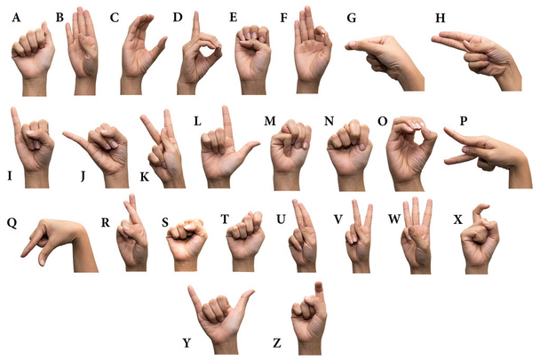 Пальцем правопис алфавіту в американському мовою жестів (Asl) - Фото, зображення