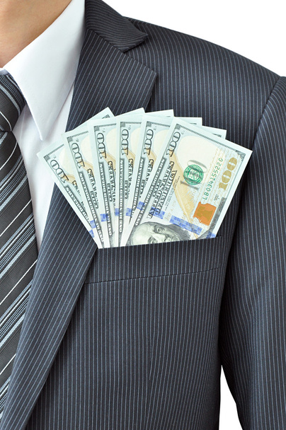 Деньги в кармане костюма бизнесмена
 - Фото, изображение