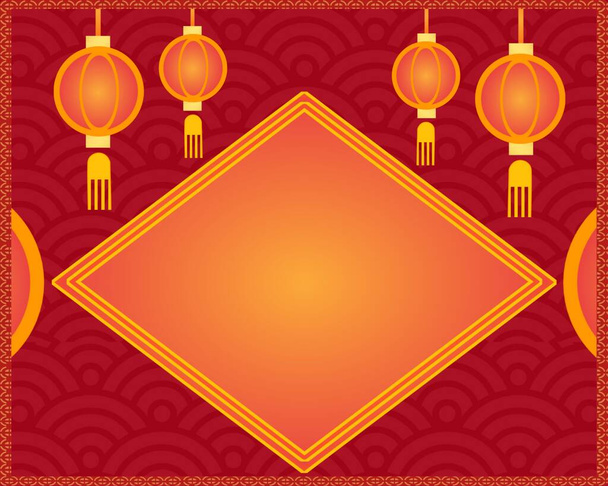 Lantern with blank template. Great for banners and promotions. Chinese new year design concept - 写真・画像
