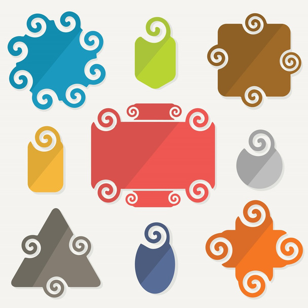 Zestaw kolorowych spiralne kształty tagów elementów projektu - Wektor, obraz