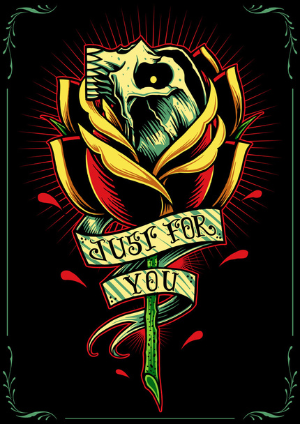 Skull and Rose - Vector, Image