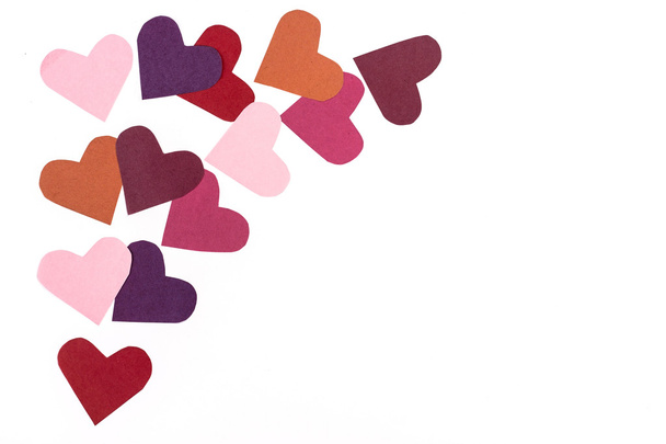 Frame of colorful hearts on white background - Foto, imagen