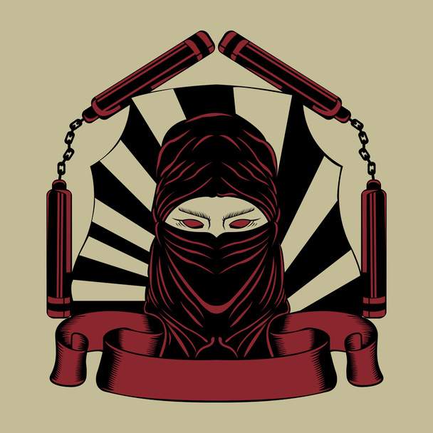 Illustration des Ninja-Kopfes. - Vektor, Bild