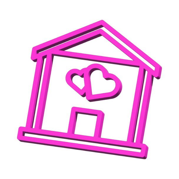 House 3D symbol valentine isolated on white background Photo illustration element sign from modern collection 3D style nice design perfect - Foto, Bild