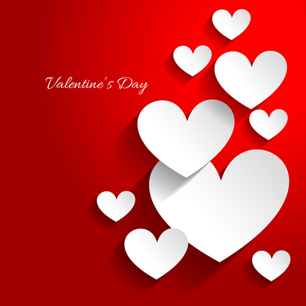 Sevgililer günü kartı kırmızı arka planda yürekleri - Vektör, Görsel