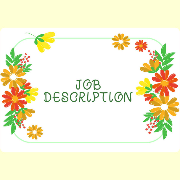 Writing displaying text Job Description, Business concept A document that describes the responsibilities of a position - Foto, Imagem