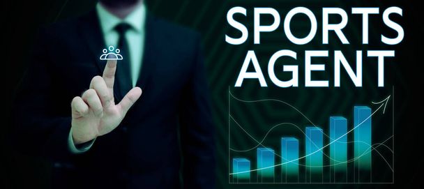Sign displaying Sports Agent, Business koncepció személy kezeli toborzás felvenni a legjobb sportolók egy csapat - Fotó, kép