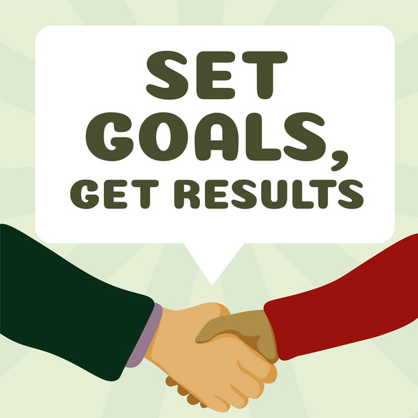 Text caption presenting Set Goals, Get Results, Internet Concept Establish objectives work for accomplish them - Foto, immagini