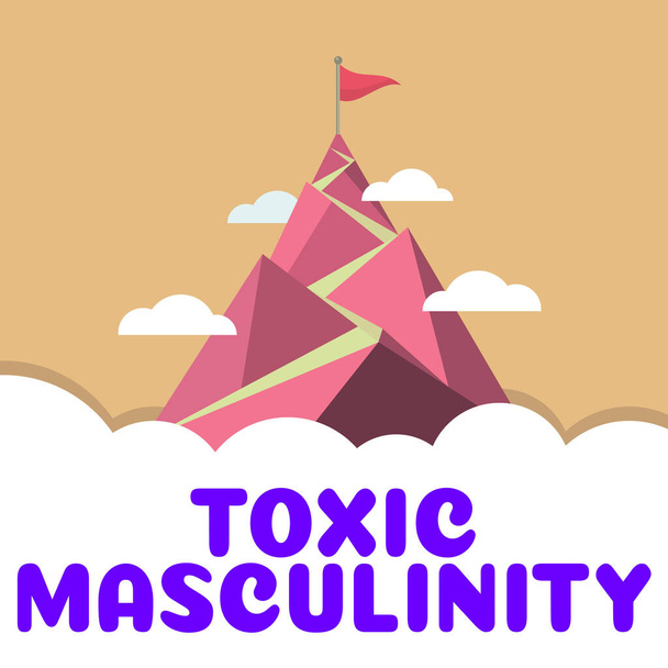 Legenda conceitual masculinidade tóxica, visão geral do negócio descreve tipo repressivo estreito de ideias sobre o papel do gênero masculino - Foto, Imagem