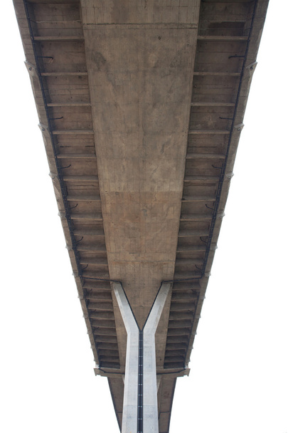 Under view of concrete bridge isolated white background - Photo, Image